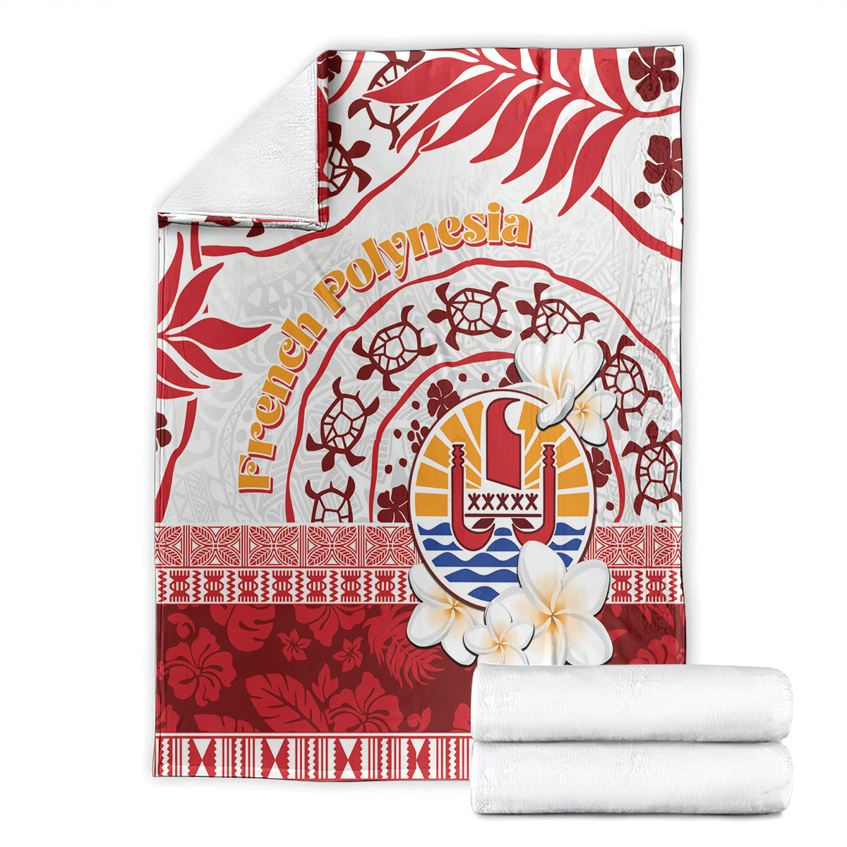 French Polynesia Internal Autonomy Day Blanket Tropical Hibiscus And Turtle Pattern LT05 - Polynesian Pride