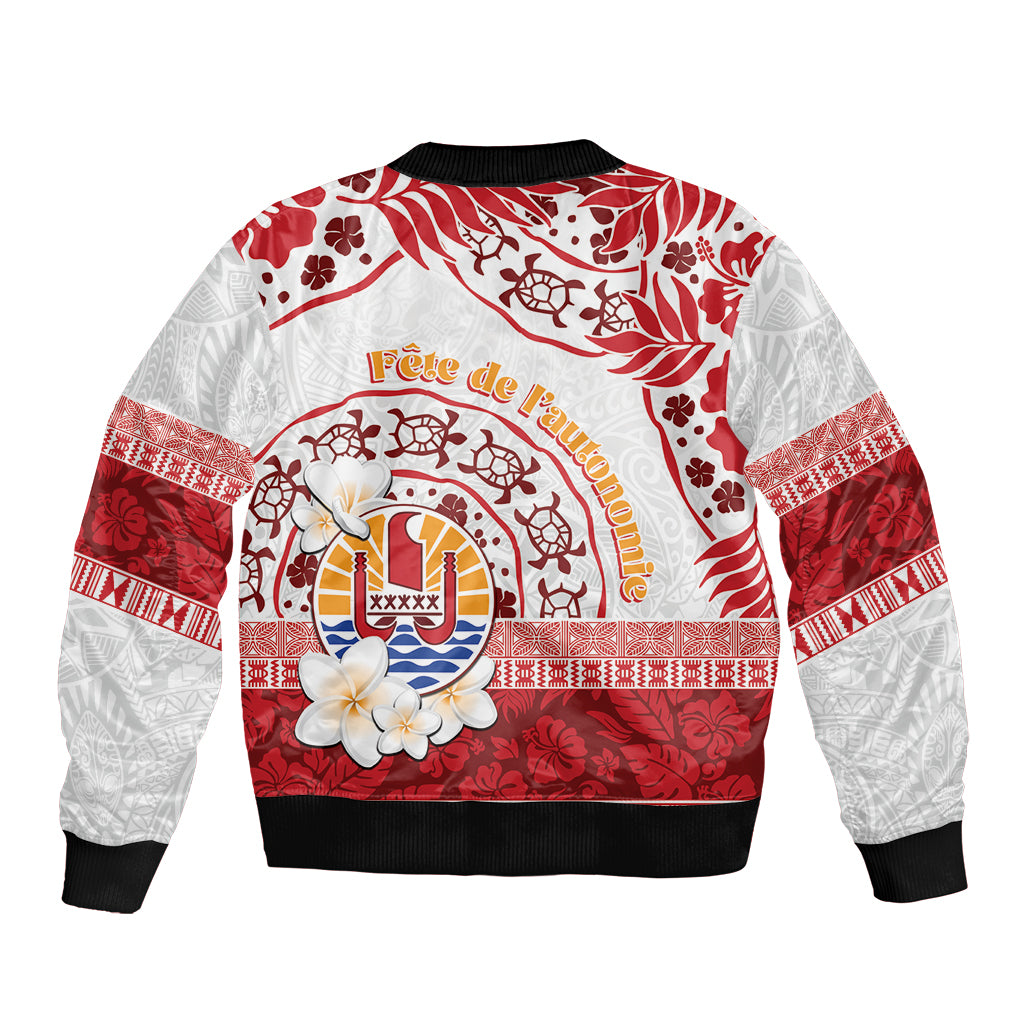 French Polynesia Internal Autonomy Day Bomber Jacket Tropical Hibiscus And Turtle Pattern LT05 - Polynesian Pride