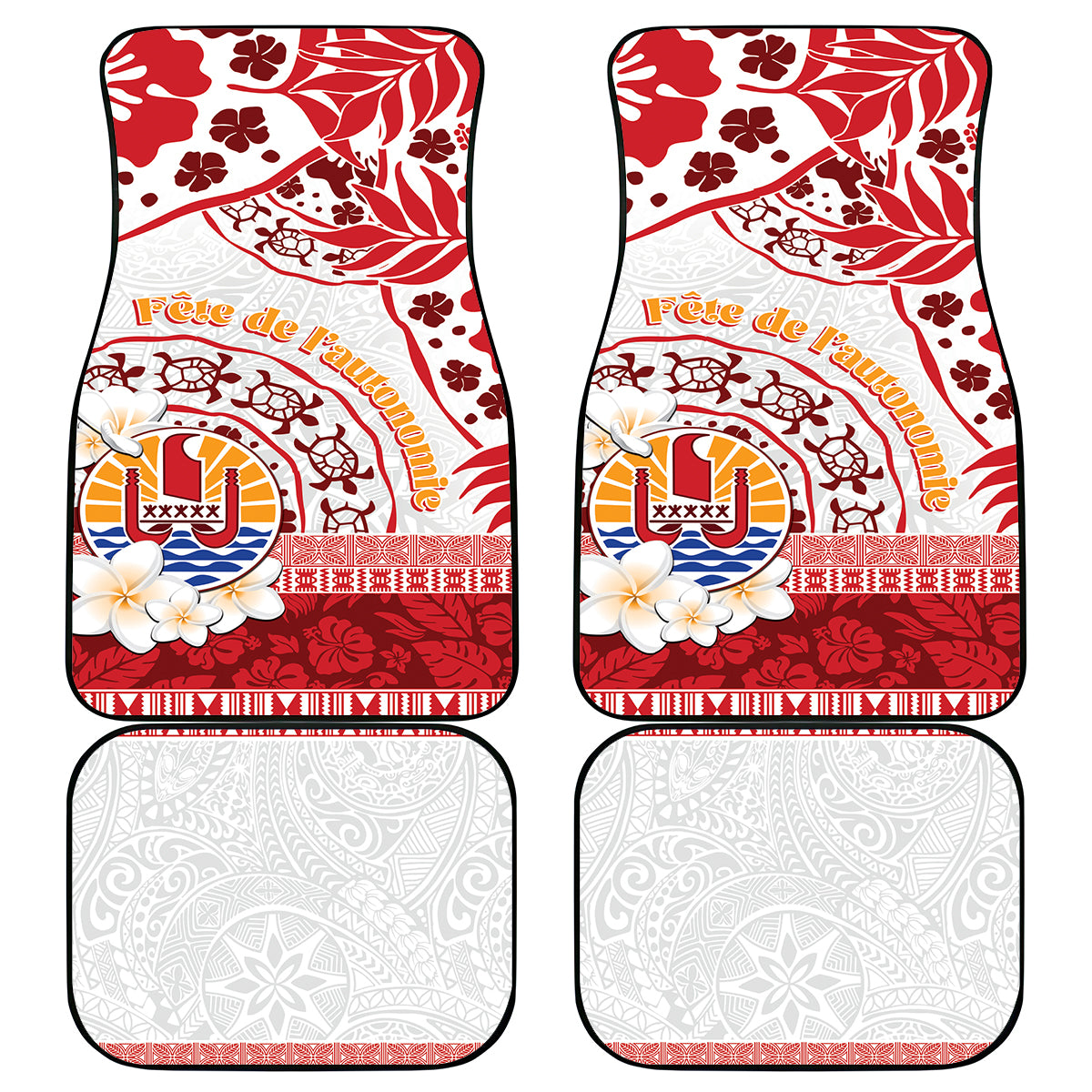 French Polynesia Internal Autonomy Day Car Mats Tropical Hibiscus And Turtle Pattern LT05 - Polynesian Pride
