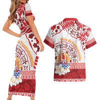 French Polynesia Internal Autonomy Day Couples Matching Short Sleeve Bodycon Dress and Hawaiian Shirt Tropical Hibiscus And Turtle Pattern LT05 - Polynesian Pride