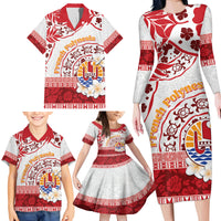 French Polynesia Internal Autonomy Day Family Matching Long Sleeve Bodycon Dress and Hawaiian Shirt Tropical Hibiscus And Turtle Pattern LT05 - Polynesian Pride