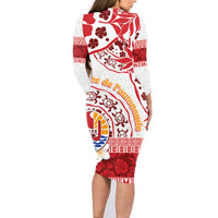 French Polynesia Internal Autonomy Day Family Matching Long Sleeve Bodycon Dress and Hawaiian Shirt Tropical Hibiscus And Turtle Pattern LT05 - Polynesian Pride