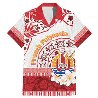 French Polynesia Internal Autonomy Day Family Matching Mermaid Dress and Hawaiian Shirt Tropical Hibiscus And Turtle Pattern LT05 Dad's Shirt - Short Sleeve Red - Polynesian Pride