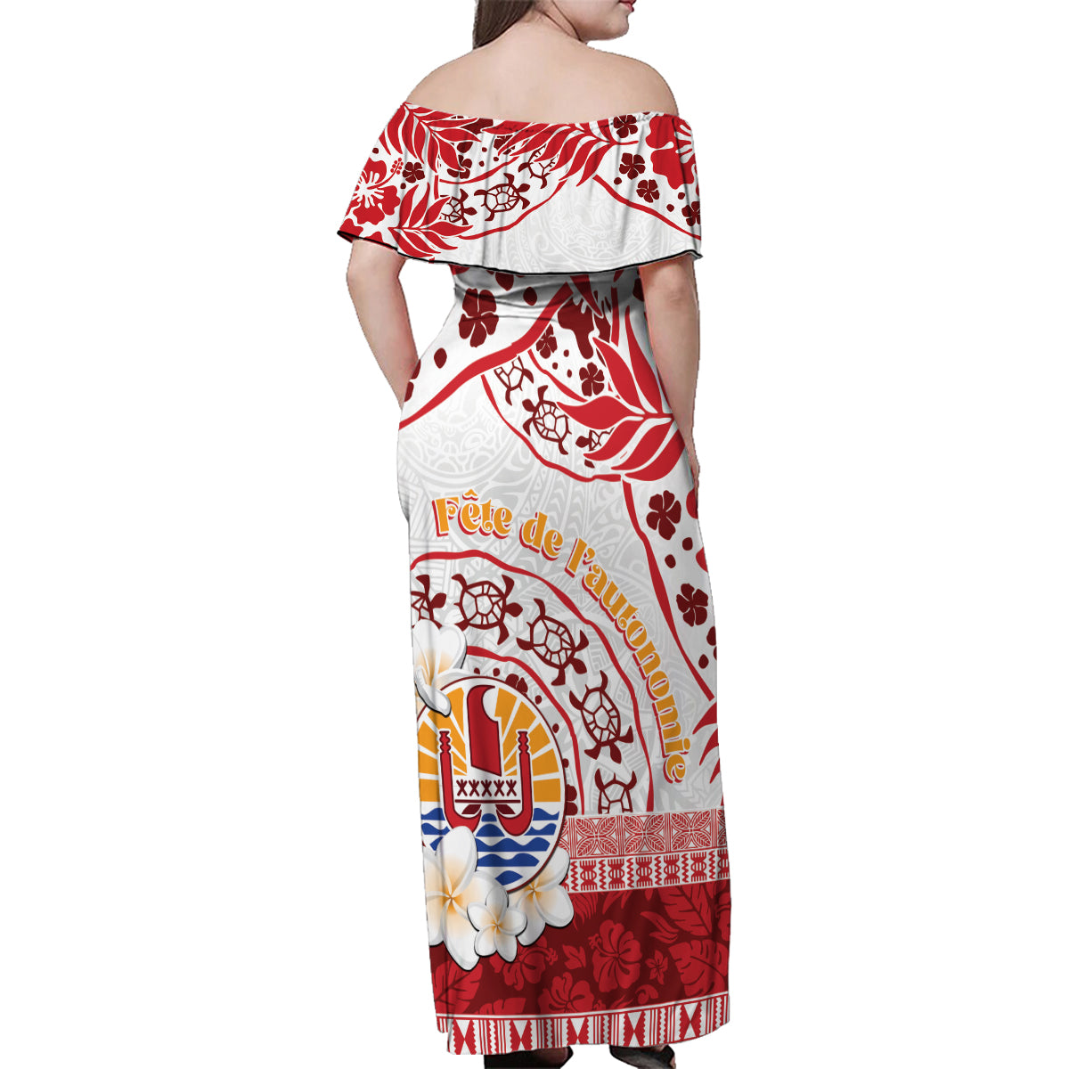 French Polynesia Internal Autonomy Day Family Matching Off Shoulder Maxi Dress and Hawaiian Shirt Tropical Hibiscus And Turtle Pattern LT05 - Polynesian Pride