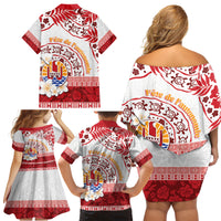 French Polynesia Internal Autonomy Day Family Matching Off Shoulder Short Dress and Hawaiian Shirt Tropical Hibiscus And Turtle Pattern LT05 - Polynesian Pride