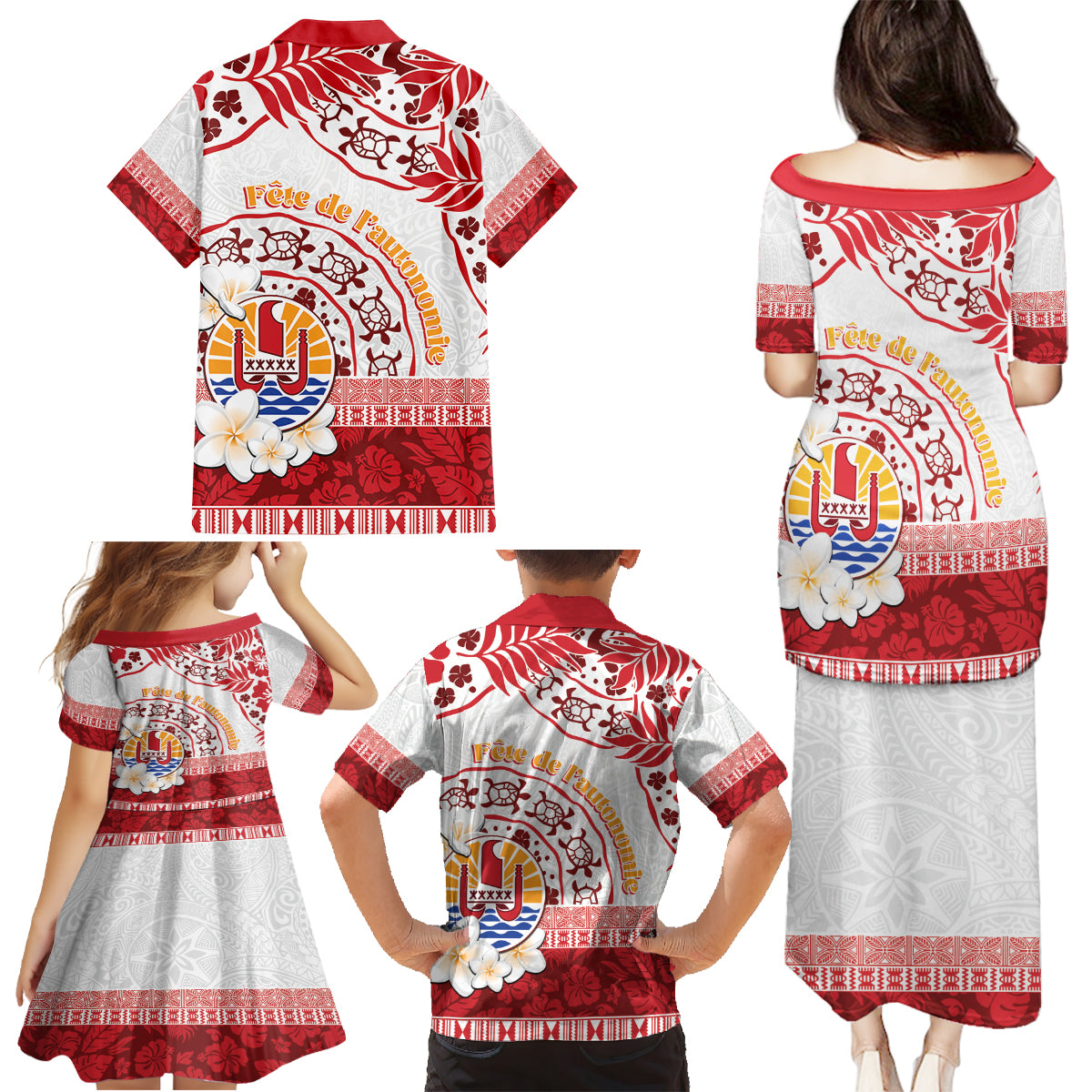 French Polynesia Internal Autonomy Day Family Matching Puletasi and Hawaiian Shirt Tropical Hibiscus And Turtle Pattern LT05 - Polynesian Pride