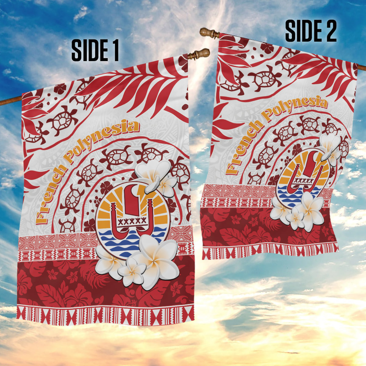 French Polynesia Internal Autonomy Day Garden Flag Tropical Hibiscus And Turtle Pattern LT05 - Polynesian Pride
