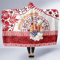 French Polynesia Internal Autonomy Day Hooded Blanket Tropical Hibiscus And Turtle Pattern LT05 - Polynesian Pride