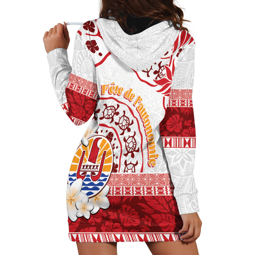 French Polynesia Internal Autonomy Day Hoodie Dress Tropical Hibiscus And Turtle Pattern LT05 - Polynesian Pride