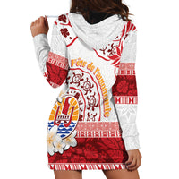 French Polynesia Internal Autonomy Day Hoodie Dress Tropical Hibiscus And Turtle Pattern LT05 - Polynesian Pride
