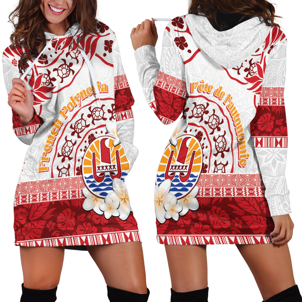 French Polynesia Internal Autonomy Day Hoodie Dress Tropical Hibiscus And Turtle Pattern LT05 - Polynesian Pride