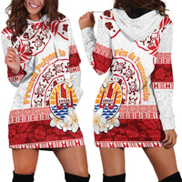 French Polynesia Internal Autonomy Day Hoodie Dress Tropical Hibiscus And Turtle Pattern LT05 - Polynesian Pride