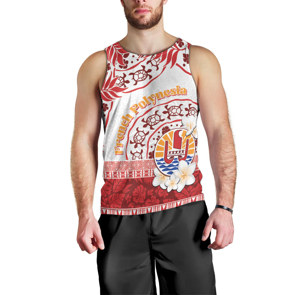 French Polynesia Internal Autonomy Day Men Tank Top Tropical Hibiscus And Turtle Pattern LT05 - Polynesian Pride