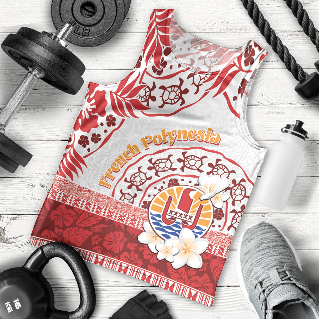 French Polynesia Internal Autonomy Day Men Tank Top Tropical Hibiscus And Turtle Pattern LT05 - Polynesian Pride