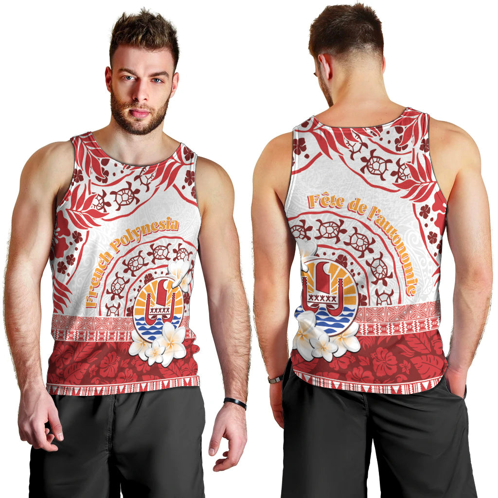 French Polynesia Internal Autonomy Day Men Tank Top Tropical Hibiscus And Turtle Pattern LT05 - Polynesian Pride