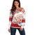 French Polynesia Internal Autonomy Day Off Shoulder Sweater Tropical Hibiscus And Turtle Pattern