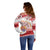 French Polynesia Internal Autonomy Day Off Shoulder Sweater Tropical Hibiscus And Turtle Pattern