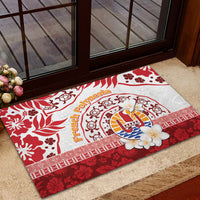 French Polynesia Internal Autonomy Day Rubber Doormat Tropical Hibiscus And Turtle Pattern LT05 - Polynesian Pride