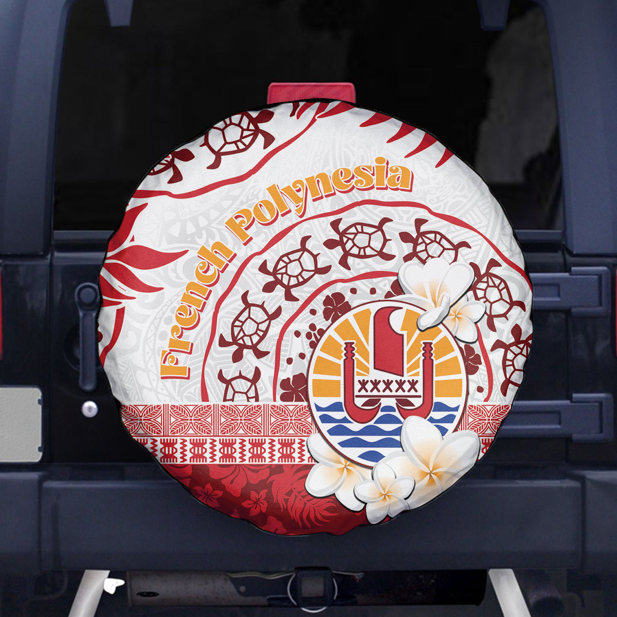 French Polynesia Internal Autonomy Day Spare Tire Cover Tropical Hibiscus And Turtle Pattern LT05 - Polynesian Pride