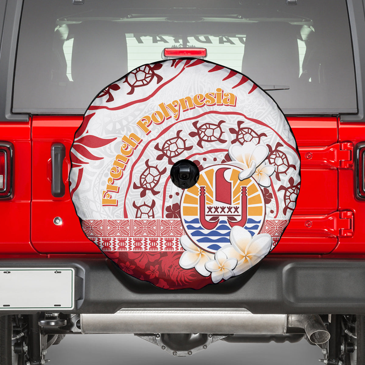 French Polynesia Internal Autonomy Day Spare Tire Cover Tropical Hibiscus And Turtle Pattern LT05 - Polynesian Pride