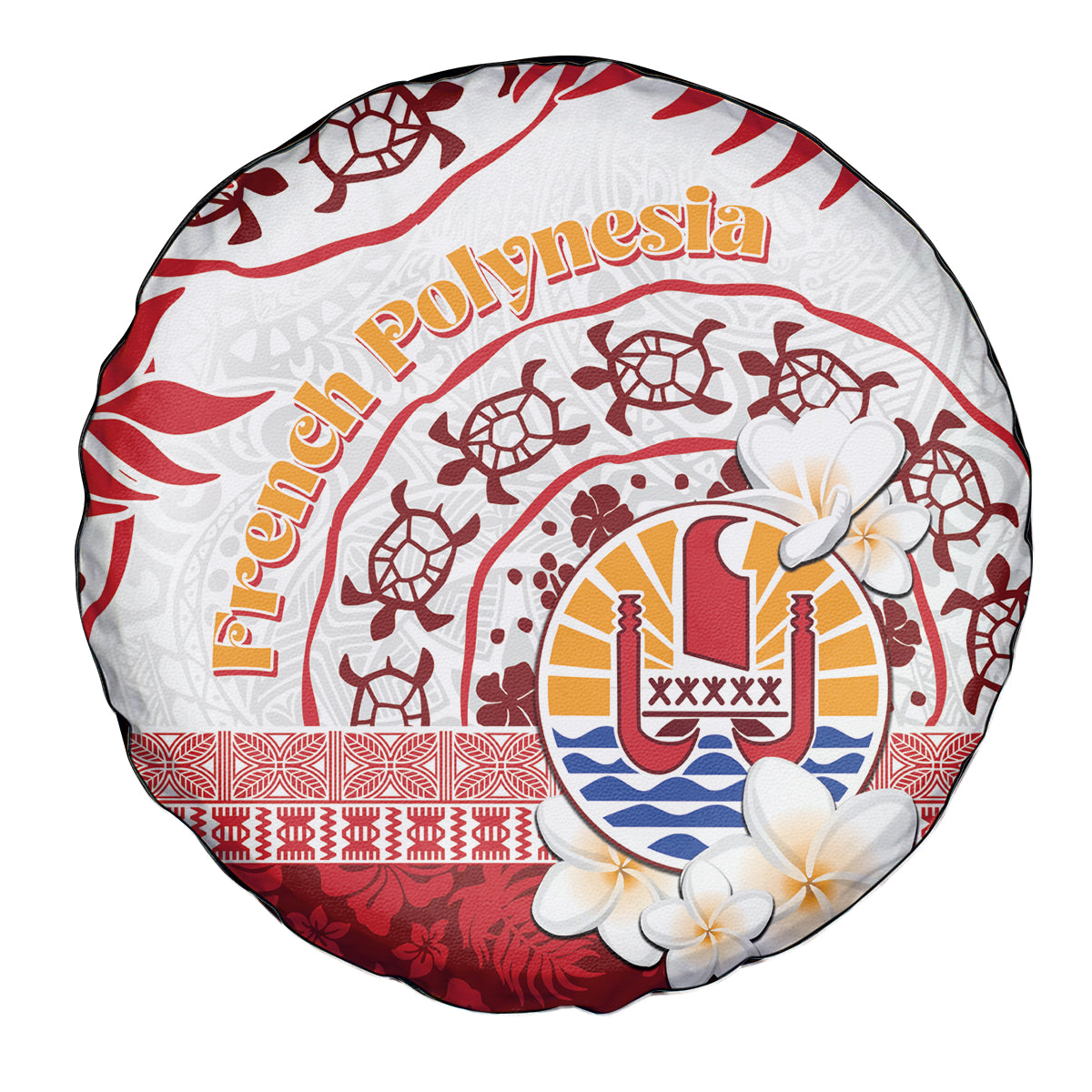 French Polynesia Internal Autonomy Day Spare Tire Cover Tropical Hibiscus And Turtle Pattern LT05 - Polynesian Pride