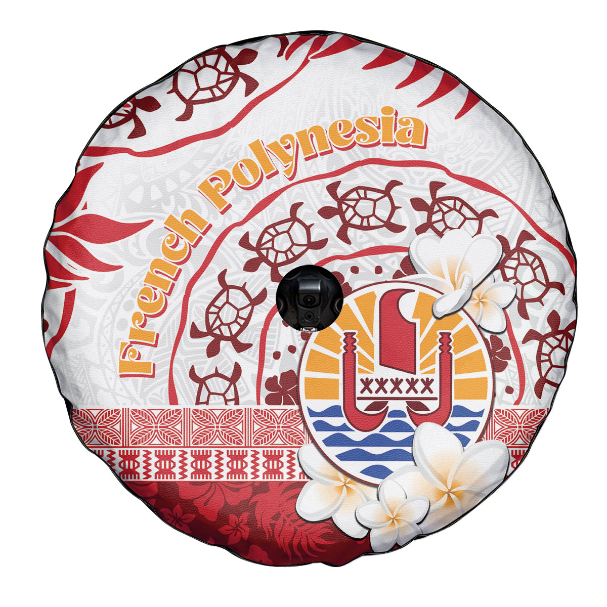 French Polynesia Internal Autonomy Day Spare Tire Cover Tropical Hibiscus And Turtle Pattern LT05 - Polynesian Pride