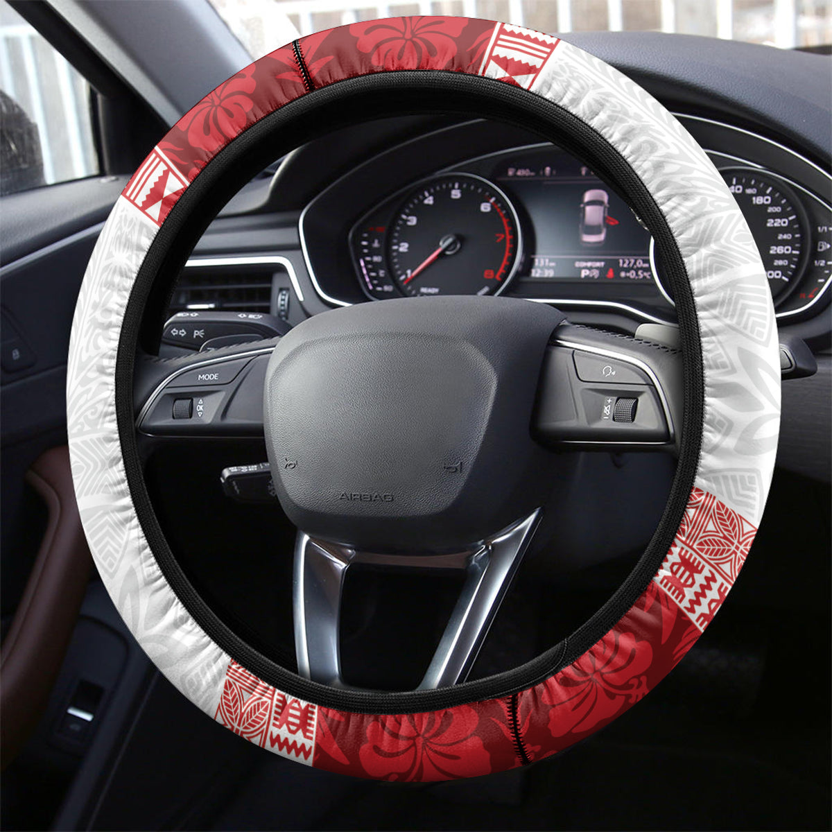 French Polynesia Internal Autonomy Day Steering Wheel Cover Tropical Hibiscus And Turtle Pattern LT05 - Polynesian Pride