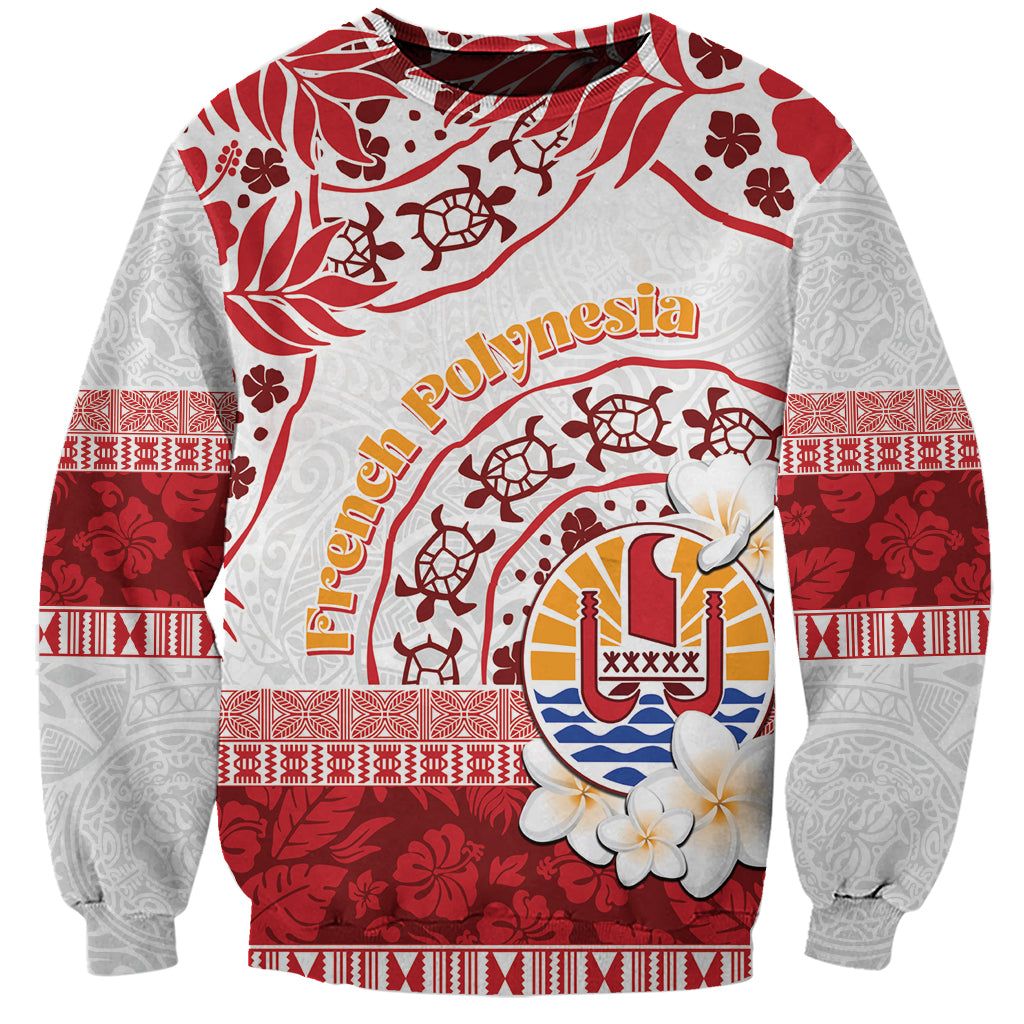 French Polynesia Internal Autonomy Day Sweatshirt Tropical Hibiscus And Turtle Pattern LT05 Unisex Red - Polynesian Pride