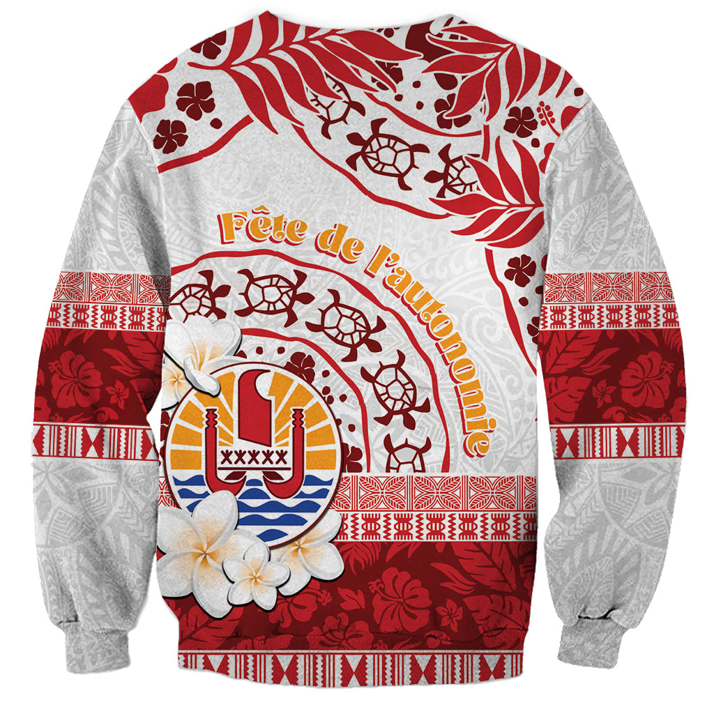 French Polynesia Internal Autonomy Day Sweatshirt Tropical Hibiscus And Turtle Pattern LT05 - Polynesian Pride