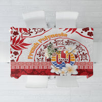 French Polynesia Internal Autonomy Day Tablecloth Tropical Hibiscus And Turtle Pattern LT05 Red - Polynesian Pride