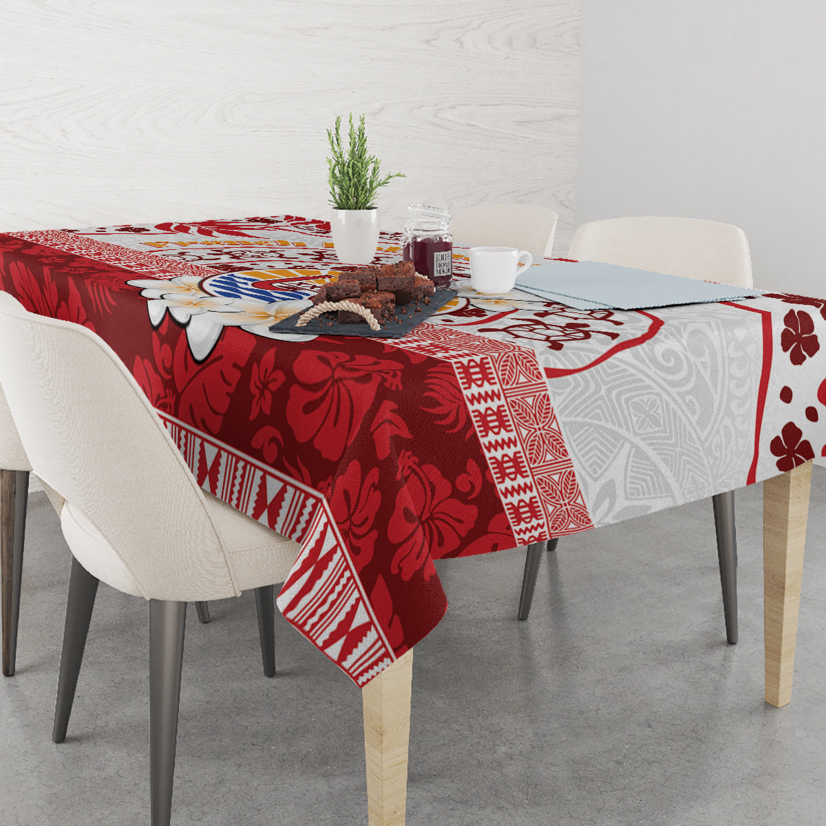 French Polynesia Internal Autonomy Day Tablecloth Tropical Hibiscus And Turtle Pattern LT05 - Polynesian Pride