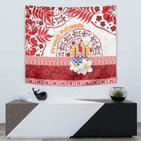 French Polynesia Internal Autonomy Day Tapestry Tropical Hibiscus And Turtle Pattern LT05 - Polynesian Pride
