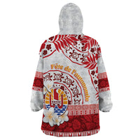 French Polynesia Internal Autonomy Day Wearable Blanket Hoodie Tropical Hibiscus And Turtle Pattern LT05 - Polynesian Pride