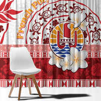 French Polynesia Internal Autonomy Day Window Curtain Tropical Hibiscus And Turtle Pattern LT05 - Polynesian Pride