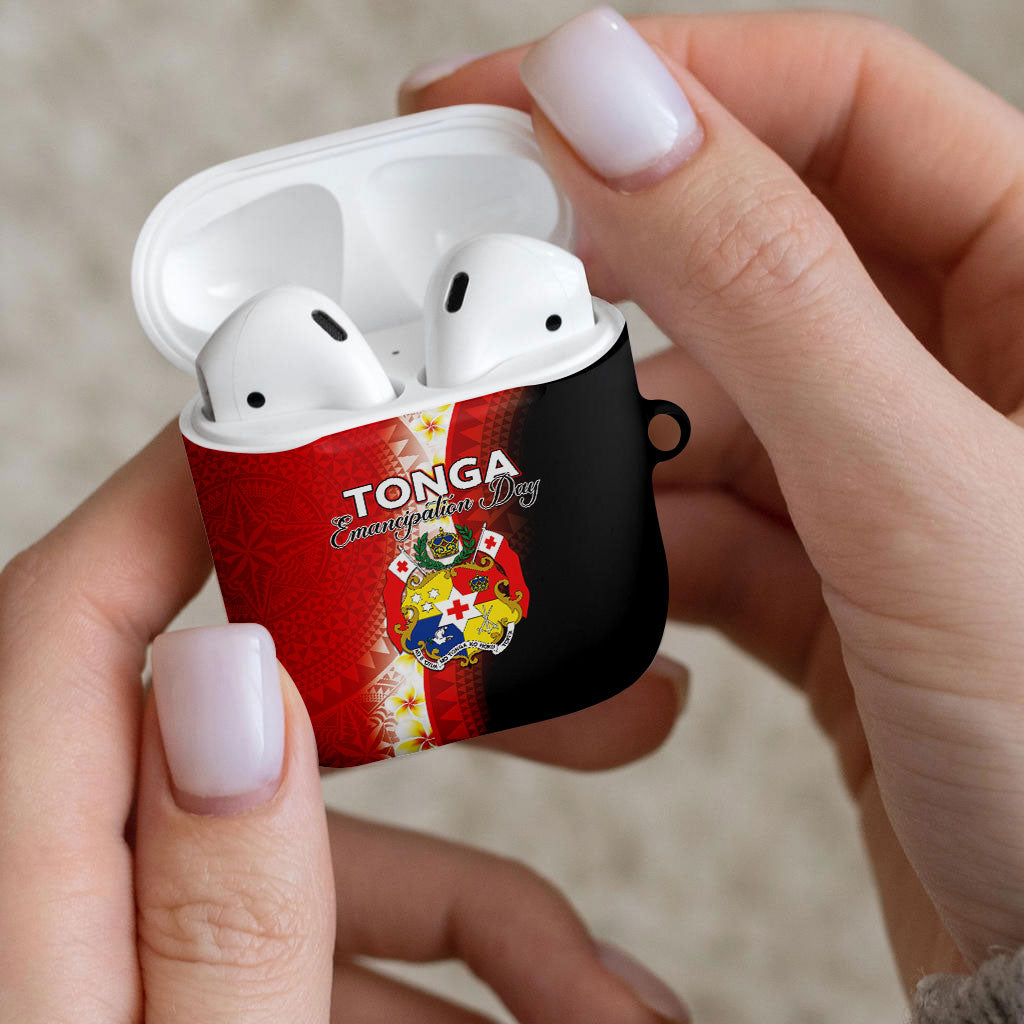 Tonga Emancipation Day AirPods Case Tongan Ngatu Pattern With Plumeria LT05 - Polynesian Pride