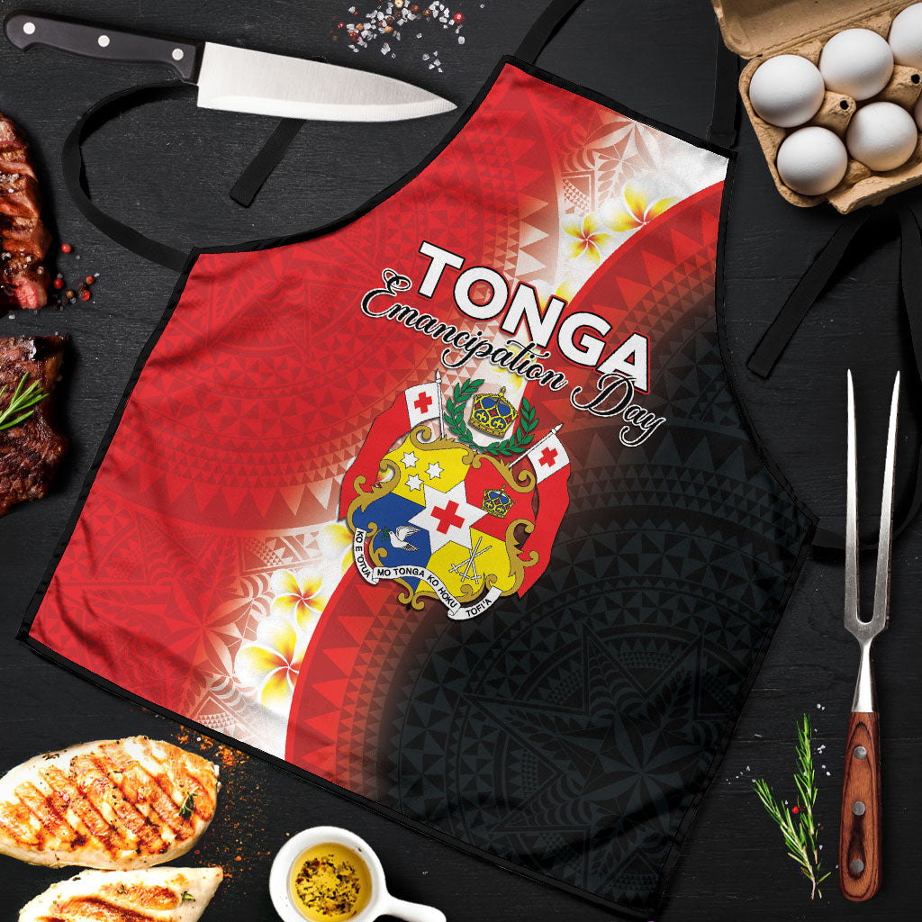 Tonga Emancipation Day Apron Tongan Ngatu Pattern With Plumeria LT05 Red - Polynesian Pride