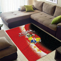 Tonga Emancipation Day Area Rug Tongan Ngatu Pattern With Plumeria LT05 - Polynesian Pride