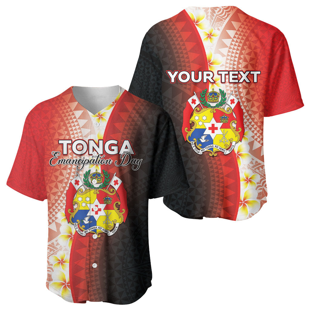 Personalised Tonga Emancipation Day Baseball Jersey Tongan Ngatu Pattern With Plumeria LT05 - Polynesian Pride