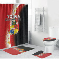 Tonga Emancipation Day Bathroom Set Tongan Ngatu Pattern With Plumeria LT05 Bathroom Set (4 pcs) Red - Polynesian Pride