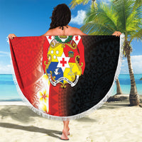 Tonga Emancipation Day Beach Blanket Tongan Ngatu Pattern With Plumeria LT05 - Polynesian Pride