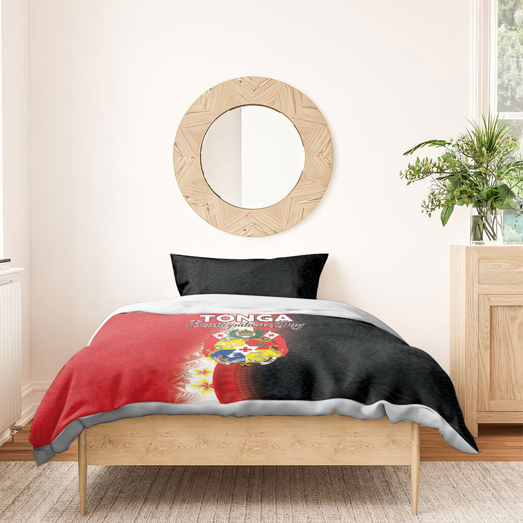 Tonga Emancipation Day Bedding Set Tongan Ngatu Pattern With Plumeria LT05 - Polynesian Pride