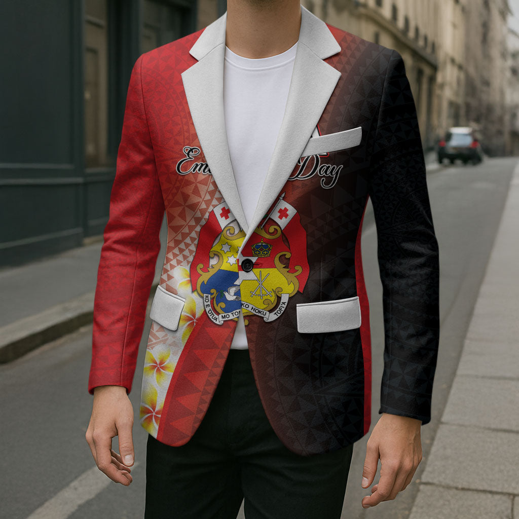 Personalised Tonga Emancipation Day Blazer Tongan Ngatu Pattern With Plumeria LT05 - Polynesian Pride