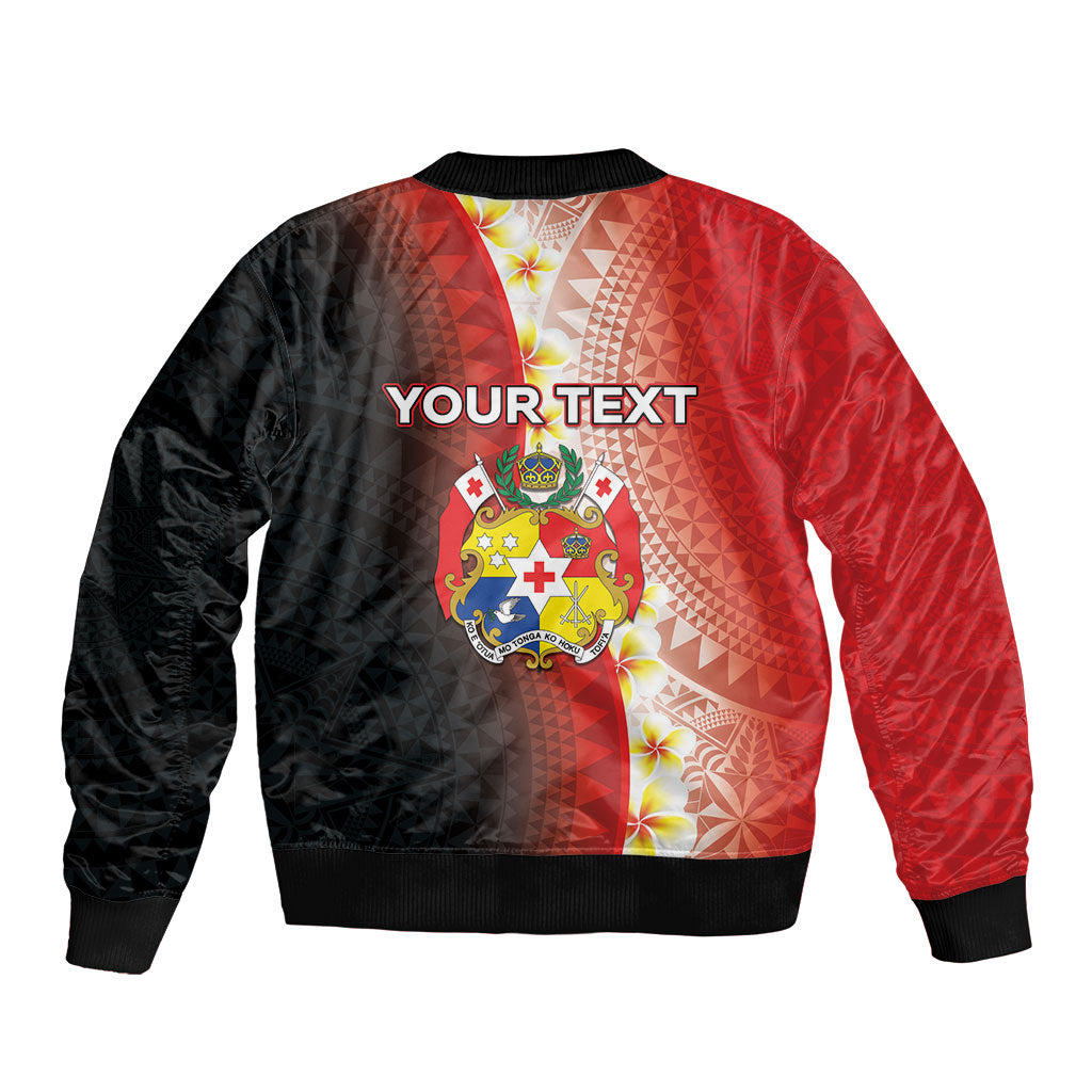 Personalised Tonga Emancipation Day Bomber Jacket Tongan Ngatu Pattern With Plumeria LT05 - Polynesian Pride
