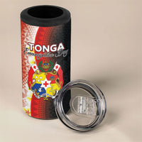 Personalised Tonga Emancipation Day 4 in 1 Can Cooler Tumbler Tongan Ngatu Pattern With Plumeria LT05 - Polynesian Pride
