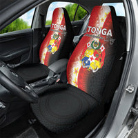 Tonga Emancipation Day Car Seat Cover Tongan Ngatu Pattern With Plumeria LT05 - Polynesian Pride