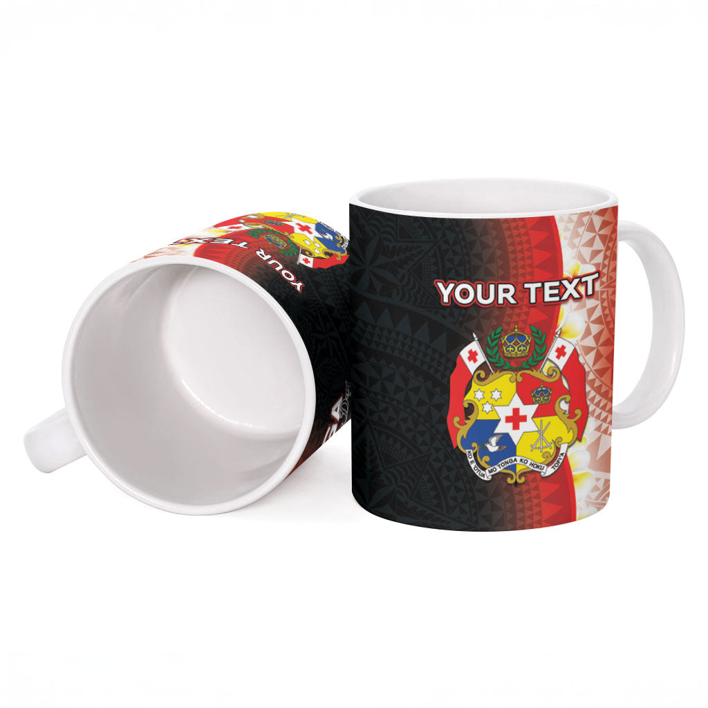 Personalised Tonga Emancipation Day Ceramic Mug Tongan Ngatu Pattern With Plumeria LT05 - Polynesian Pride