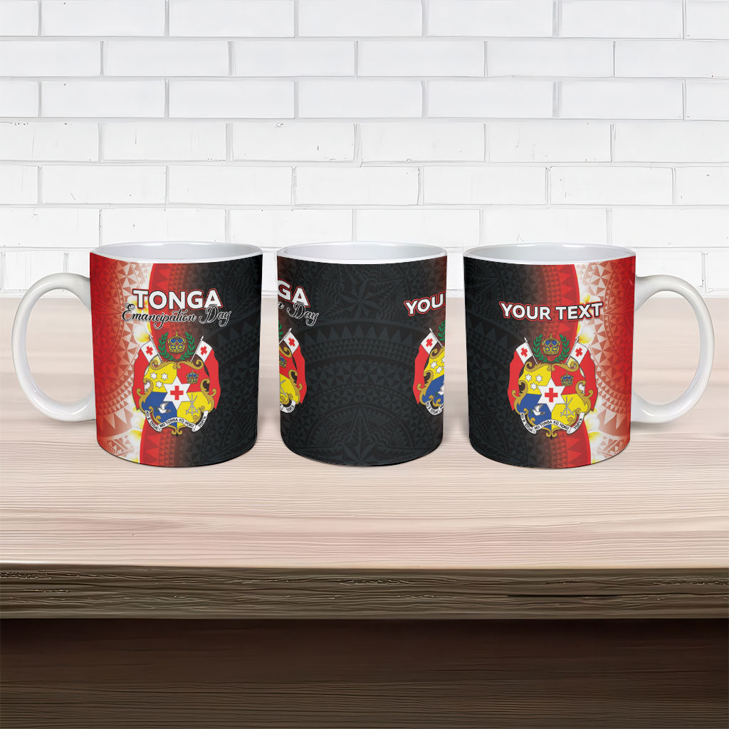 Personalised Tonga Emancipation Day Ceramic Mug Tongan Ngatu Pattern With Plumeria LT05 - Polynesian Pride