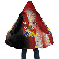 Personalised Tonga Emancipation Day Cloak Tongan Ngatu Pattern With Plumeria LT05 Unisex Red - Polynesian Pride