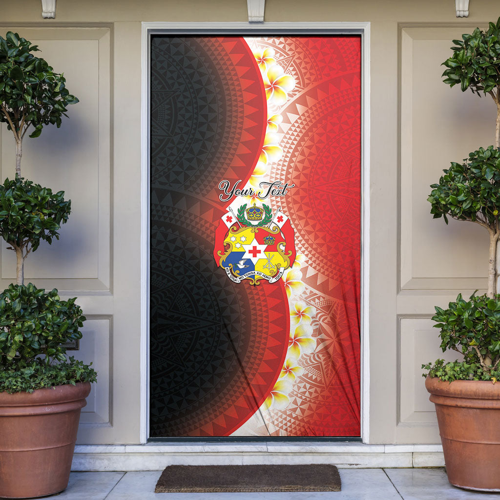 Personalised Tonga Emancipation Day Door Cover Tongan Ngatu Pattern With Plumeria