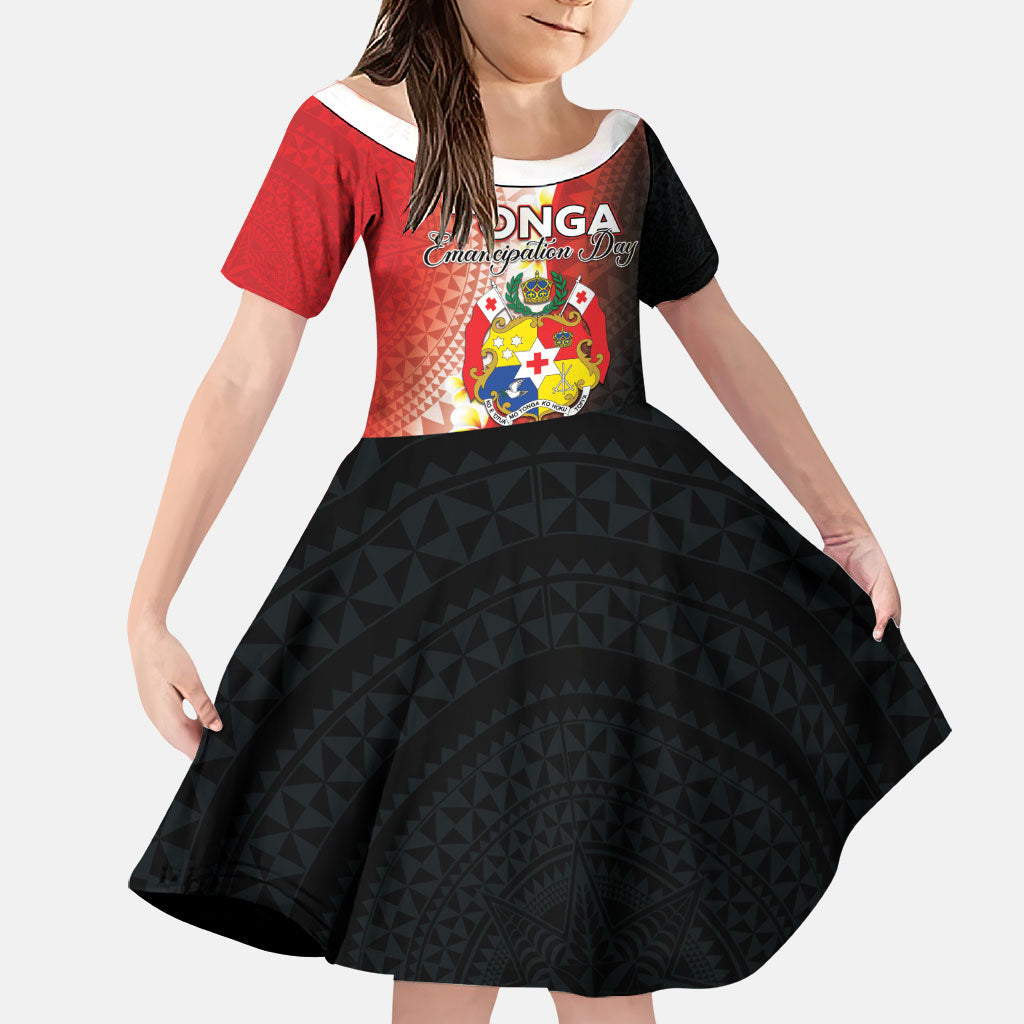 Personalised Tonga Emancipation Day Family Matching Long Sleeve Bodycon Dress and Hawaiian Shirt Tongan Ngatu Pattern With Plumeria